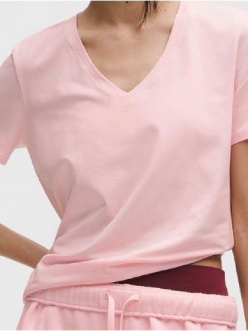lululemon athletica Pink Pearl V-Neck Love short sleeve Top